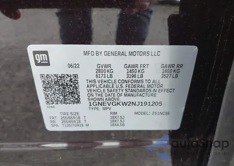 1GNEVGKW2NJ191205